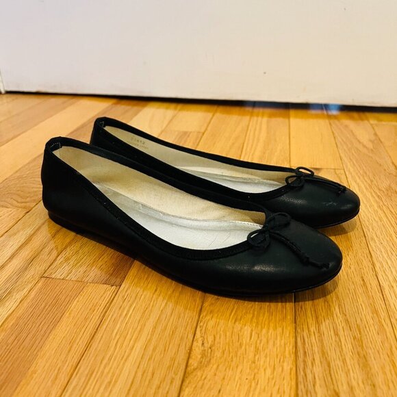 J. Crew Zoe Black Ballet Flat Shoe Size 7.5 Made In Italty - Picture 1 of 16